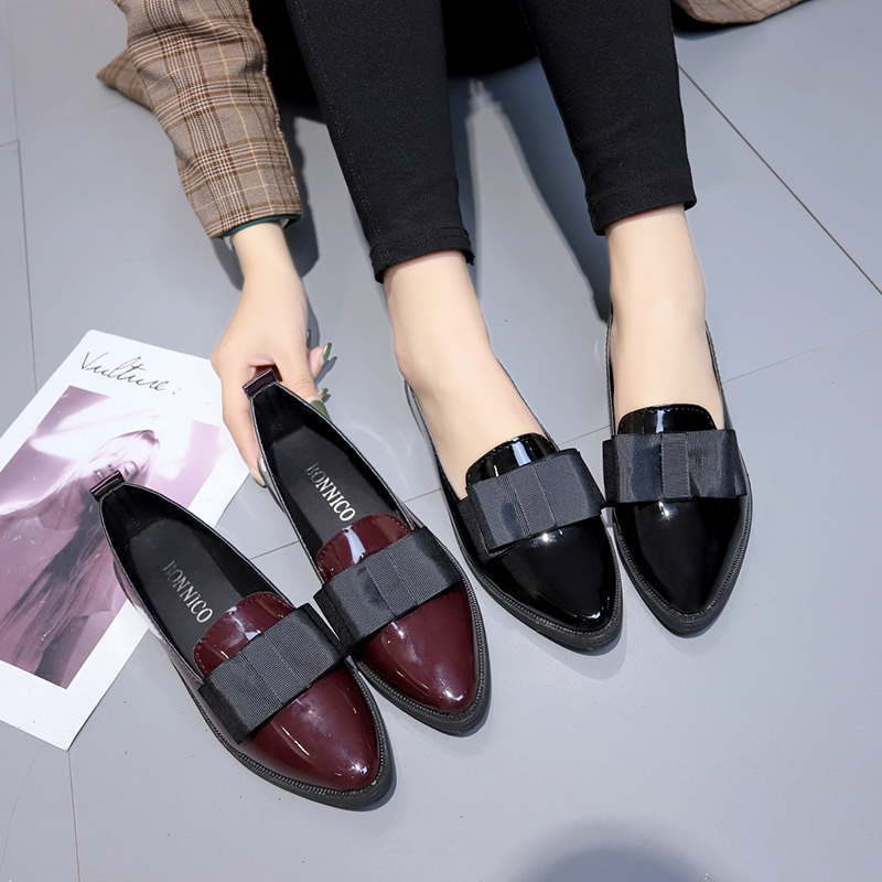 Women Shoes Black - Sapatos de Couro Sintético Preto/Vermelho Vinho