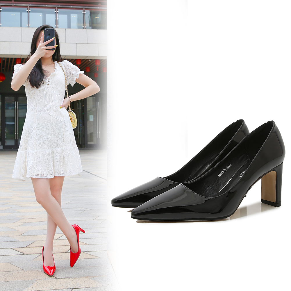 Court Heel Pointed - Bombas de salto bloco masculinas de