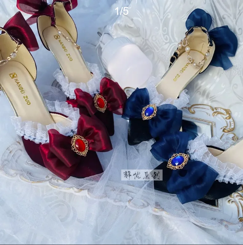 Court Heel Pointed - Lolita sapatos de salto alto elegante