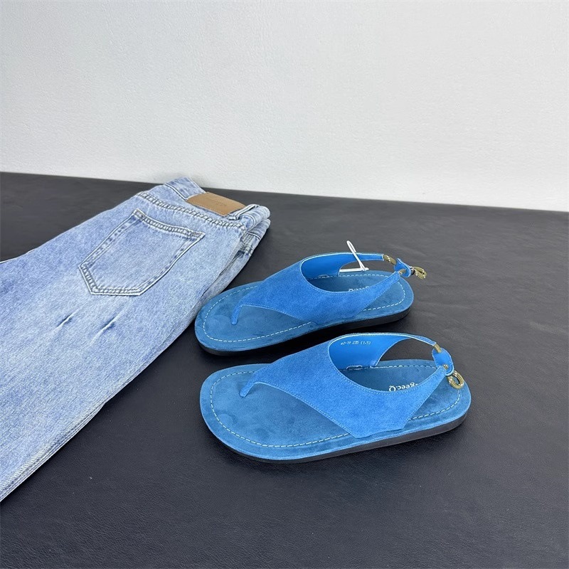 Thong Flat Sandal - Sandálias Femininas Coreanas Minimalistas de Camurça