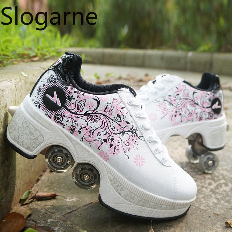Women'S Shoes Running Sports - Mulher 4 rodas deformação patins sapatos