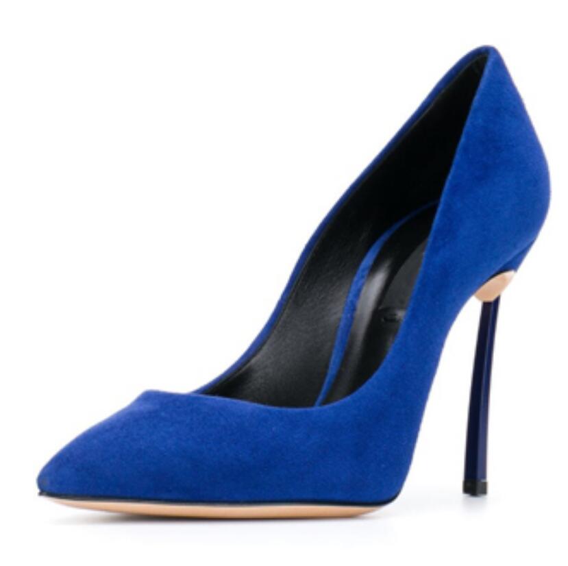 Court Heel Pointed - Mulheres apontou toe lâmina bombas de