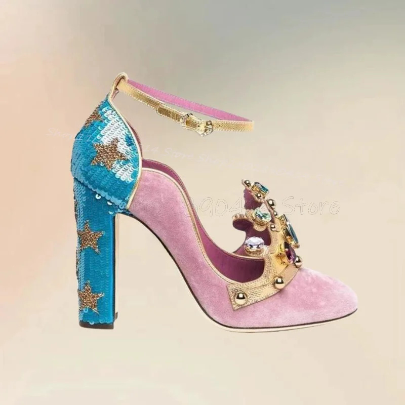 Court Heel Pointed - Estilo tribunal coroa de cristal design