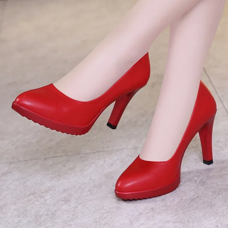 Court Heel Pointed - 8cm tamanho pequeno 32-43 novo raso