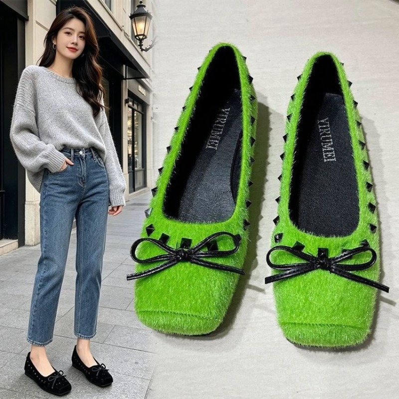 Loafer Flat Women - Sapatilhas de bico quadrado estilo francês,