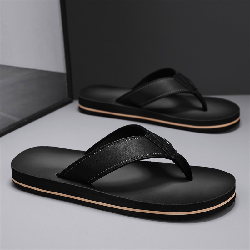 Thong Flat Sandal - Chinelo Masculino Vintage de Couro Sintético
