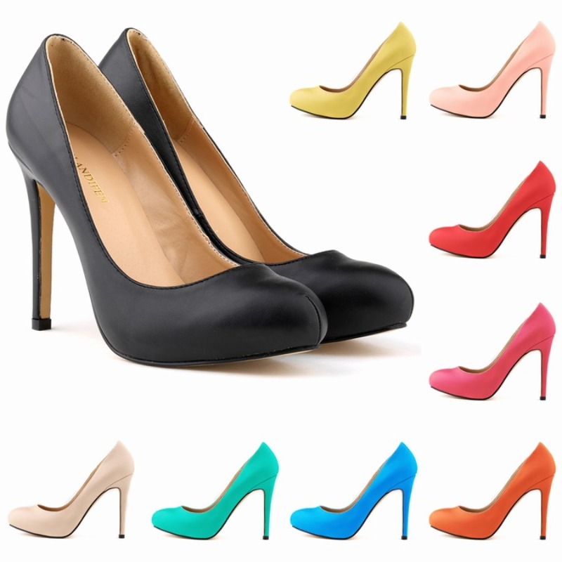 Court Heel Pointed - Tamanho grande 42 bombas femininas salto