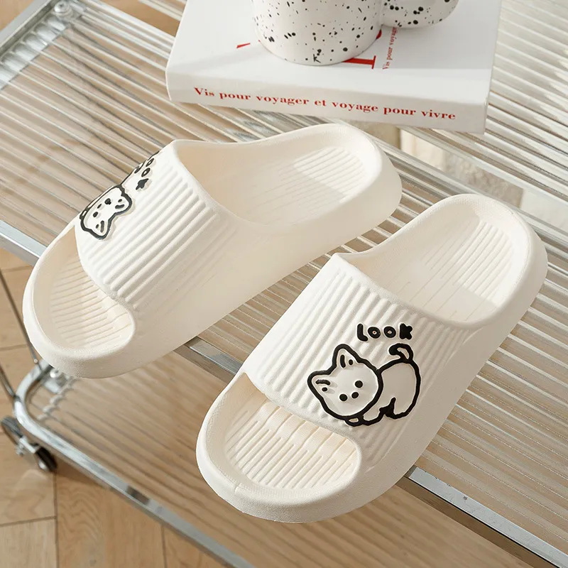 Women Shoes Black - Verão kawaii gatos chinelos feminino ultra