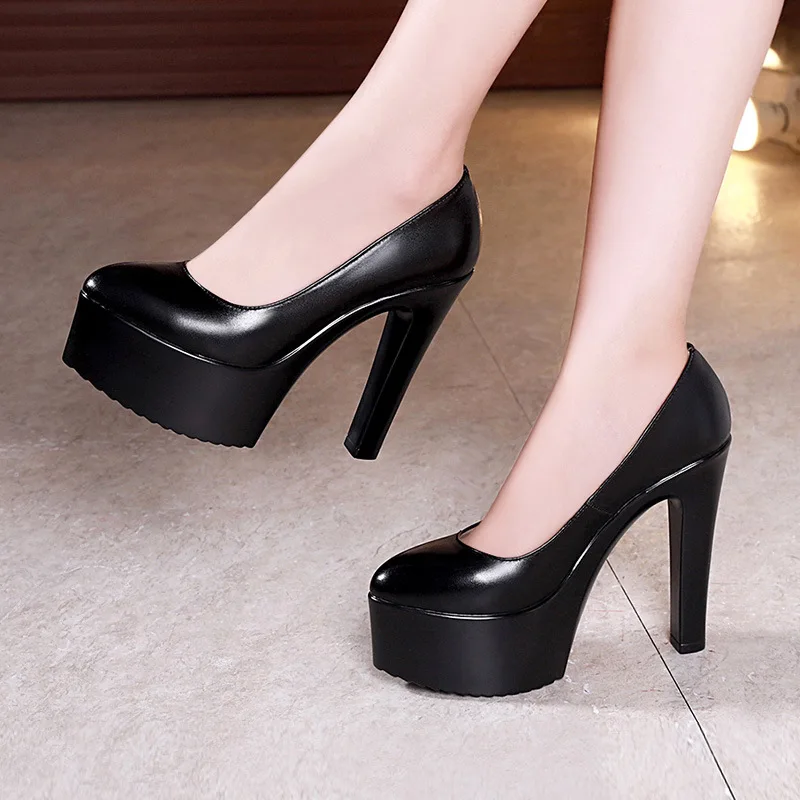 Court Heel Pointed - Sapatos de Plataforma Plus Size 32-43