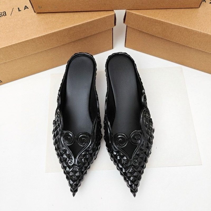 Court Heel Pointed - Sapatos Femininos de Salto Baixo Pontudos