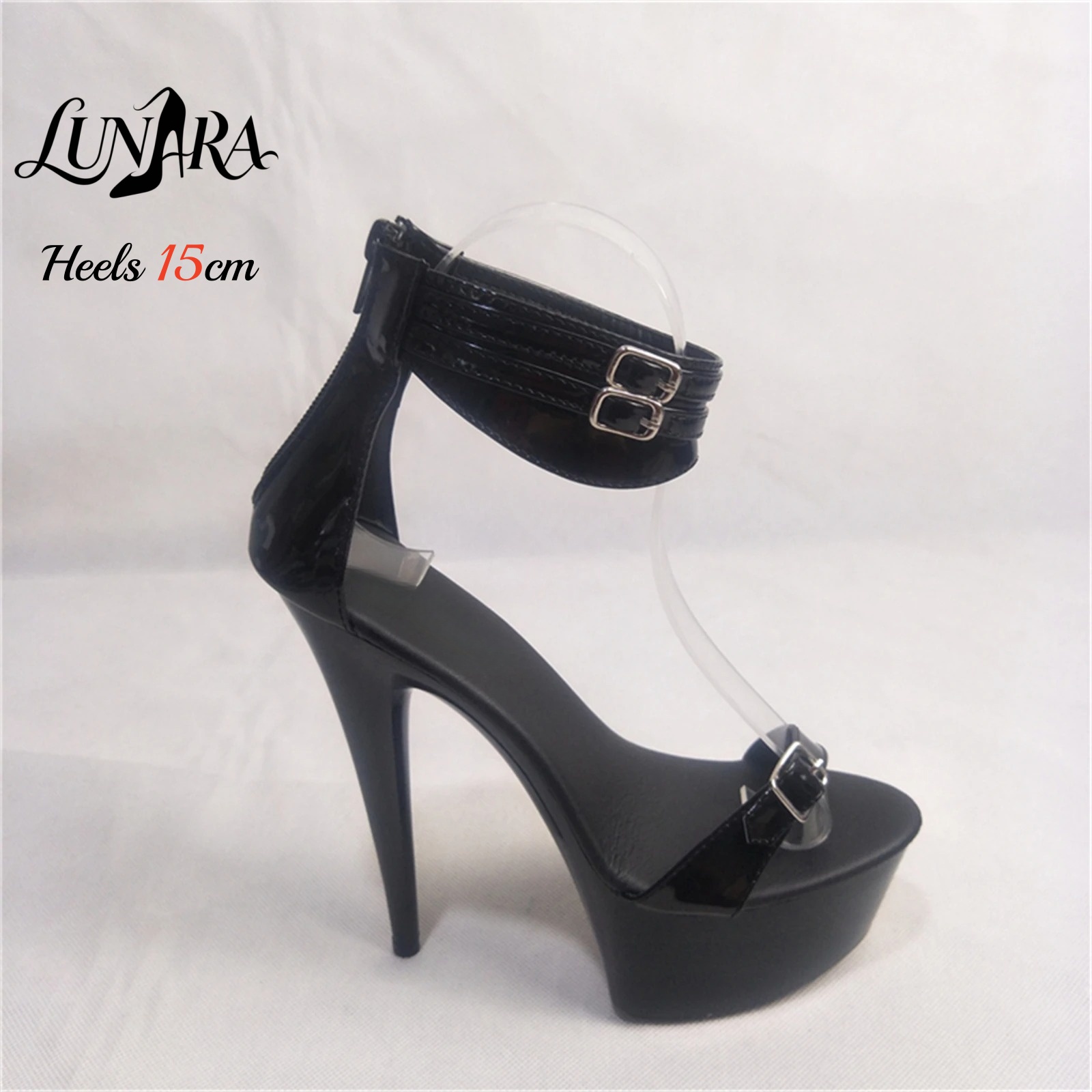 Sandálias de Salto Alto em PU  - Women Shoes Black avaliação e preço
