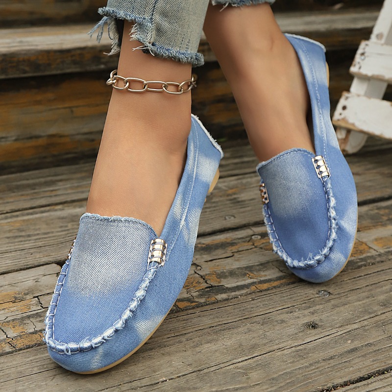 Mocassins de Denim Azul Claro  - Loafer Flat Women avaliação e preço