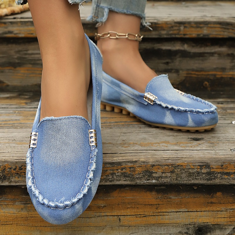 Mocassins de Denim Azul Claro  - Loafer Flat Women avaliação e preço