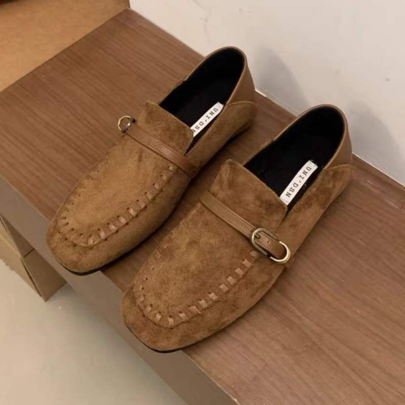 Elegante camurça dedo do pé qu - Loafer Flat Women avaliação e preço